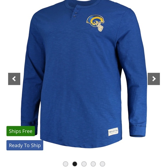 Mitchell & Ness Los Angeles Rams Big & Tall Long Sleeve Henley T-Shirt S… - Picture 3 of 15